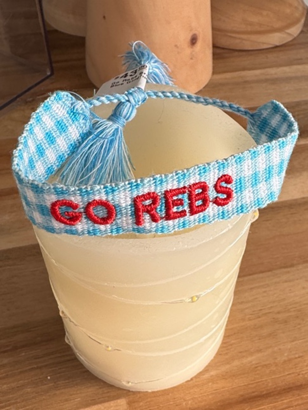 Go Rebs Ole Miss Embroidered Woven Bracelet - Light Blue & Red